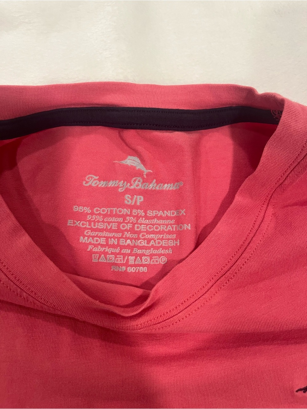Tommy Bahama Men's Short Sleeve Cotton Spandex Tee - Size Small Coral Pink - Picture 3 of 5